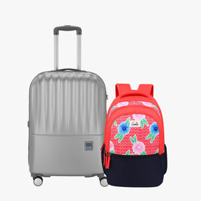 Genie Hard Trolley Bag and School Backpack Combo