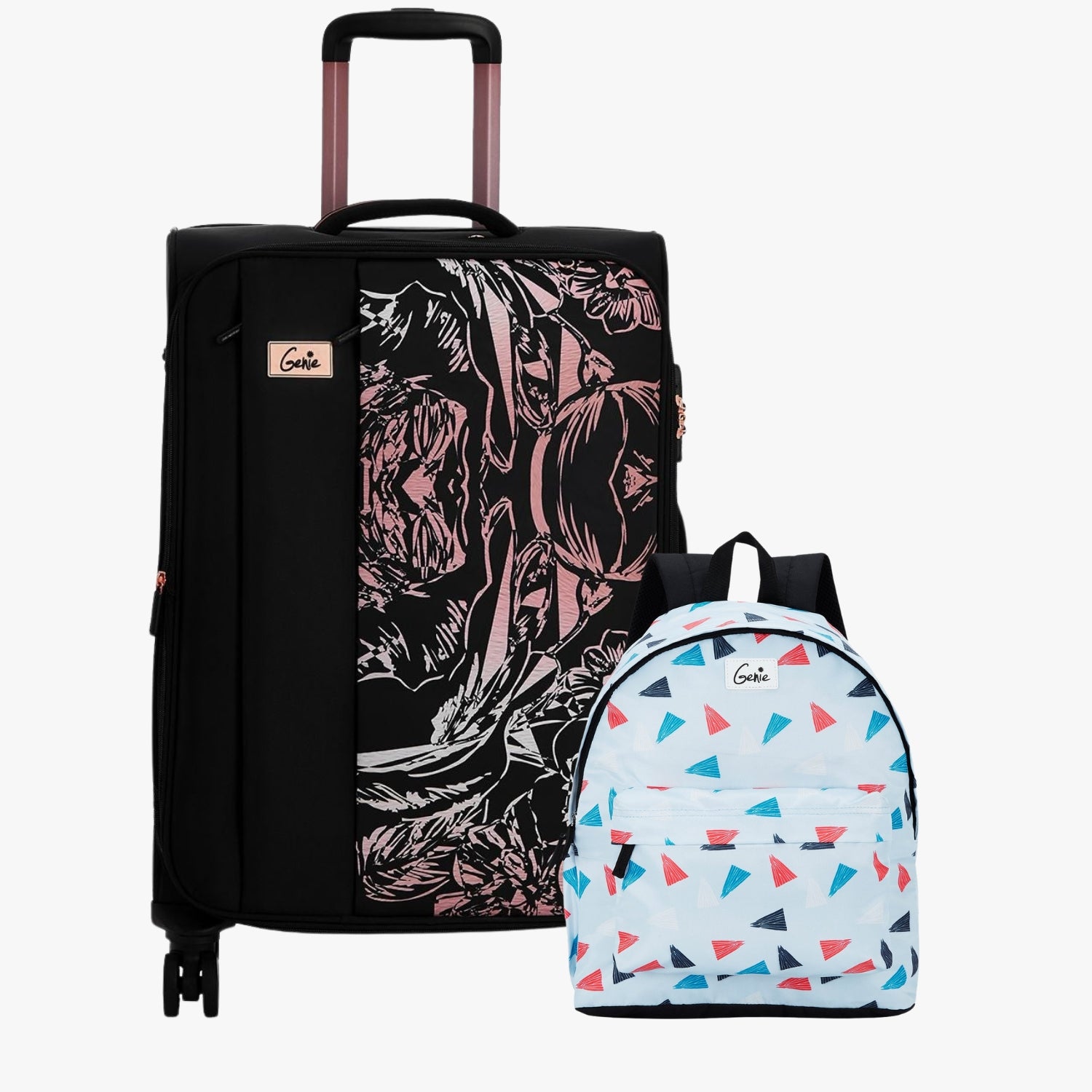 Genie Soft Trolley Bag and Casual Backpack Combo