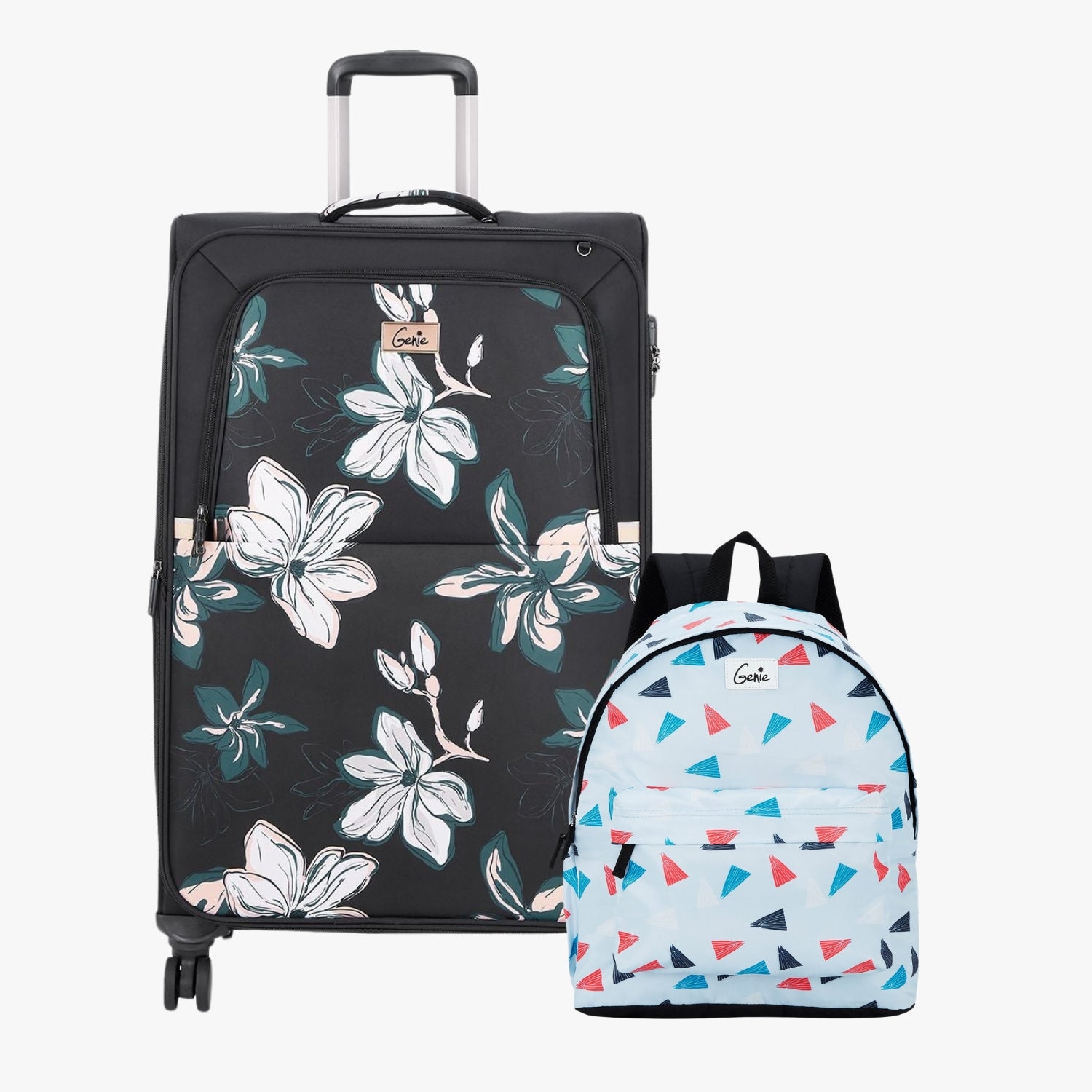 Genie Soft Trolley Bag and Casual Backpack Combo