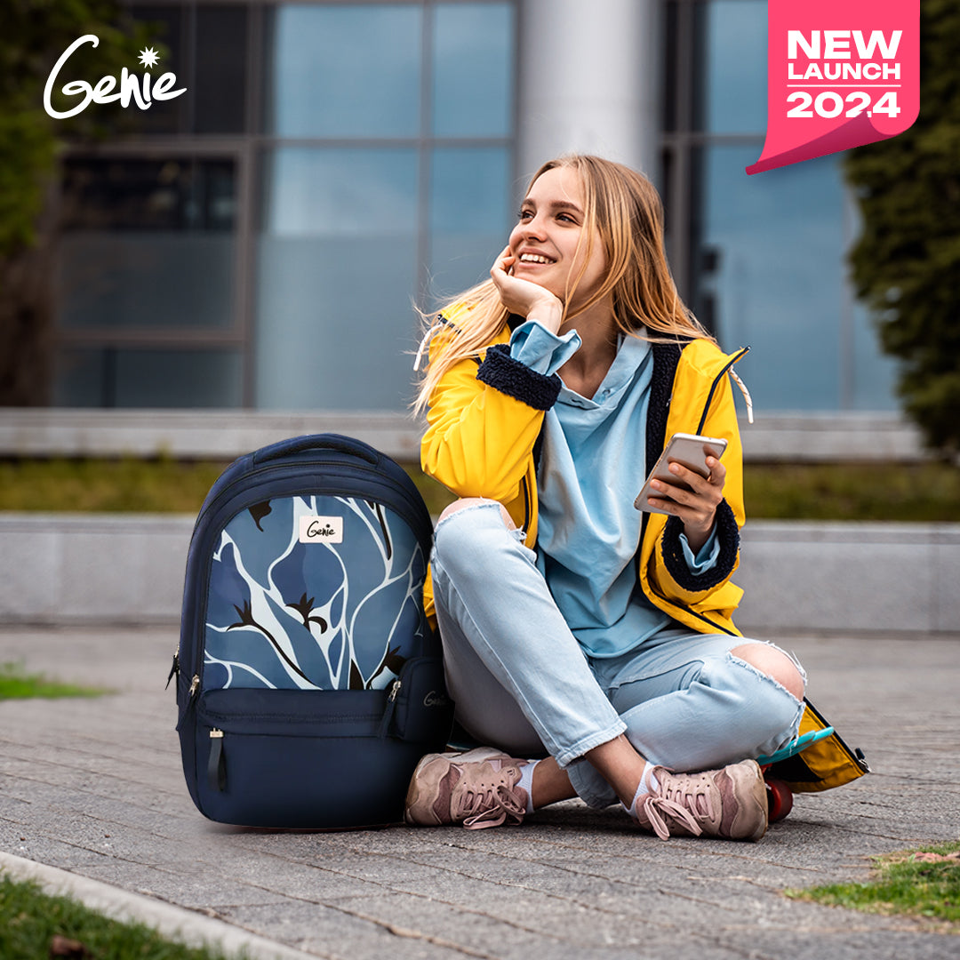 Genie Charlotte 40L Navy Blue Laptop Backpack