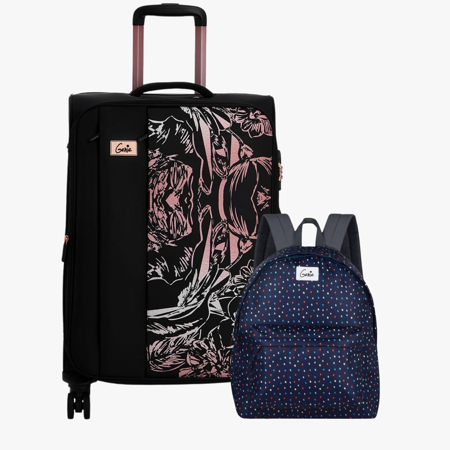 Genie Soft Trolley Bag and Casual Backpack Combo