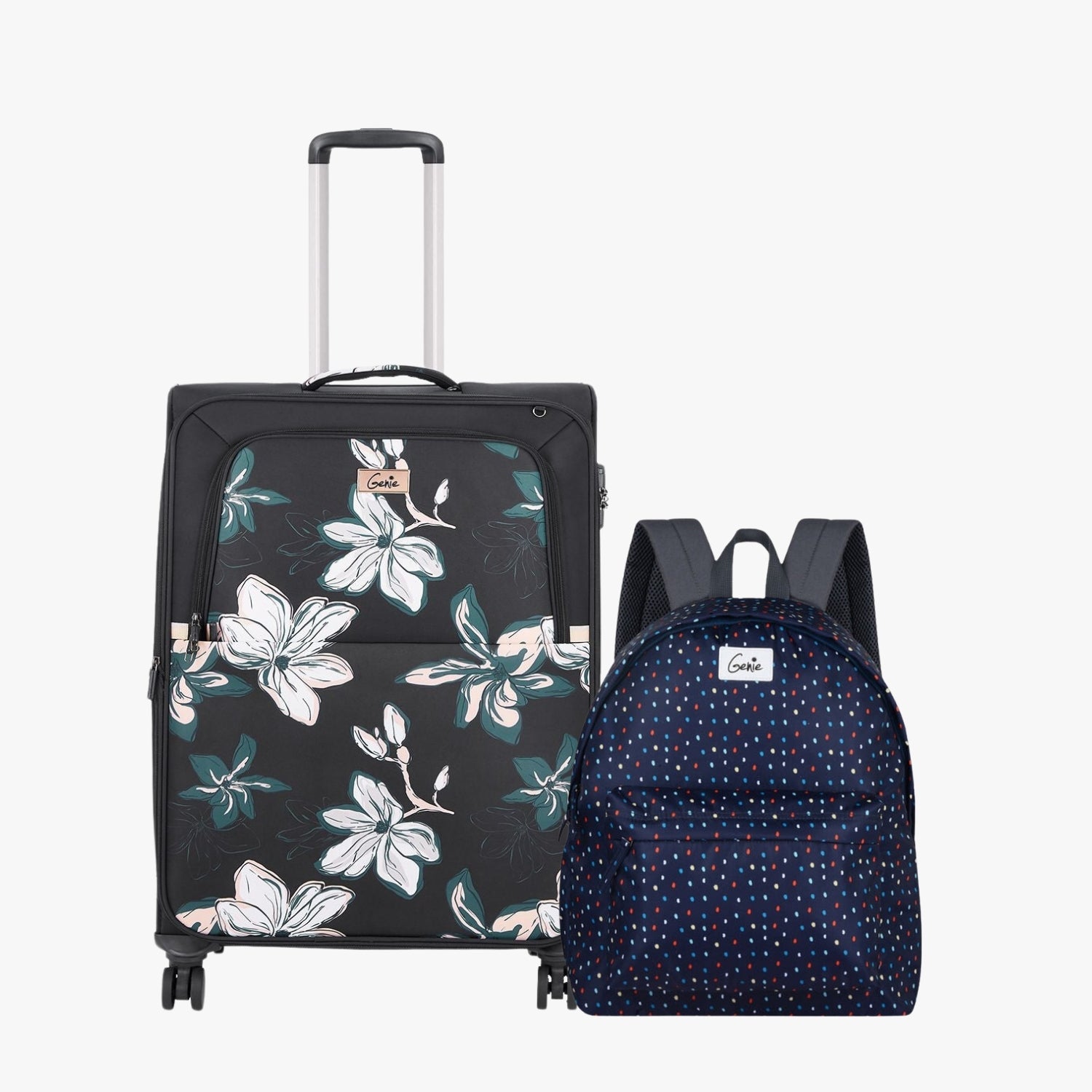 Genie Soft Trolley Bag and Casual Backpack Combo
