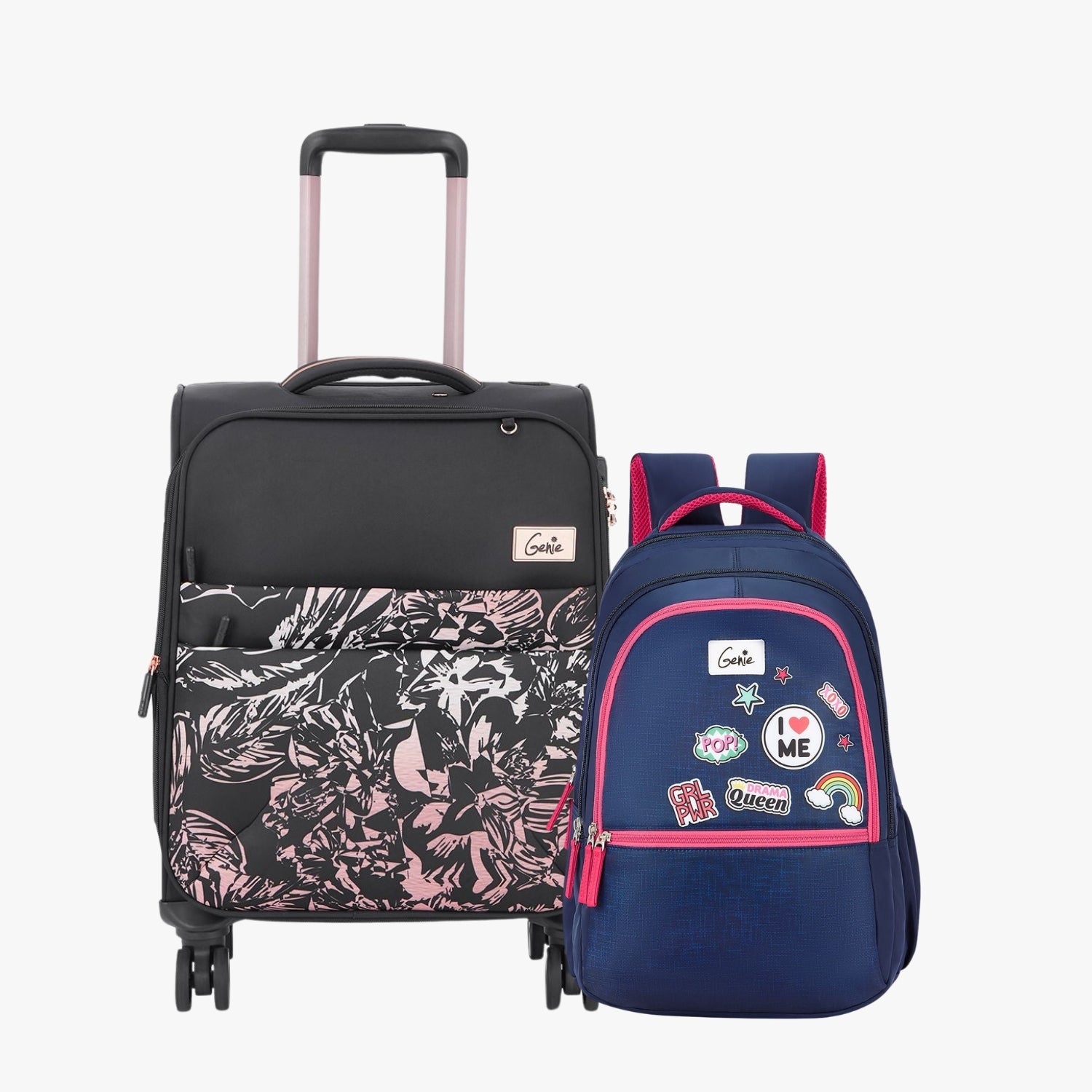 Genie Soft Trolley Bag and Laptop Backpack Combo