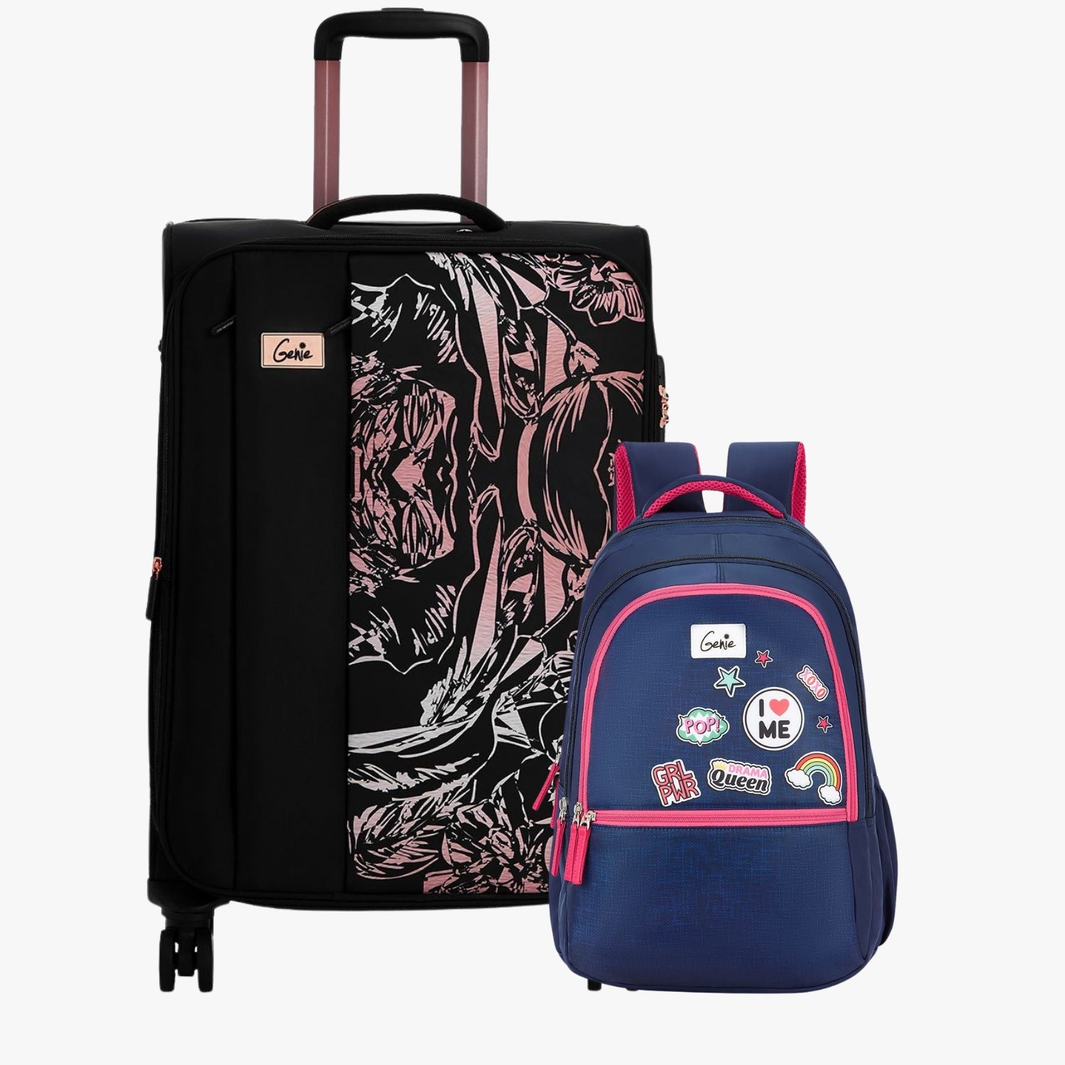 Genie Soft Trolley Bag and Laptop Backpack Combo