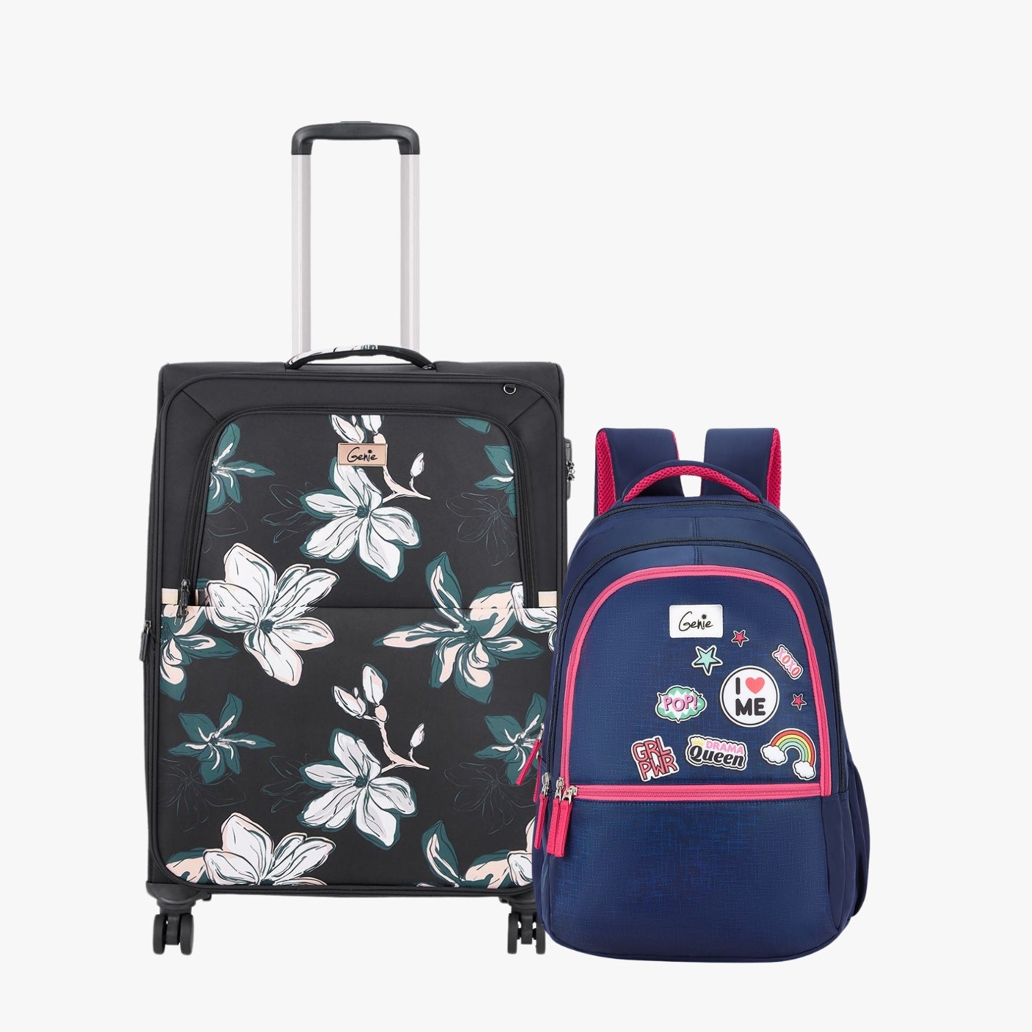 Genie Soft Trolley Bag and Laptop Backpack Combo