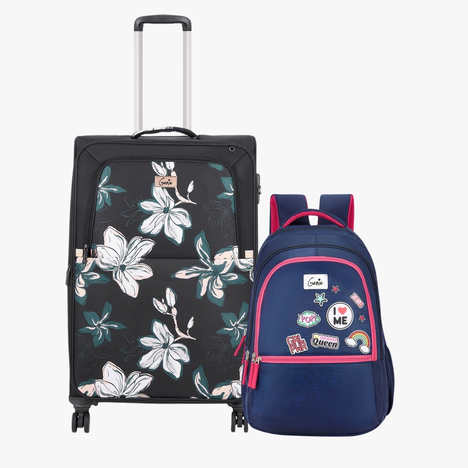 Genie Soft Trolley Bag and Laptop Backpack Combo