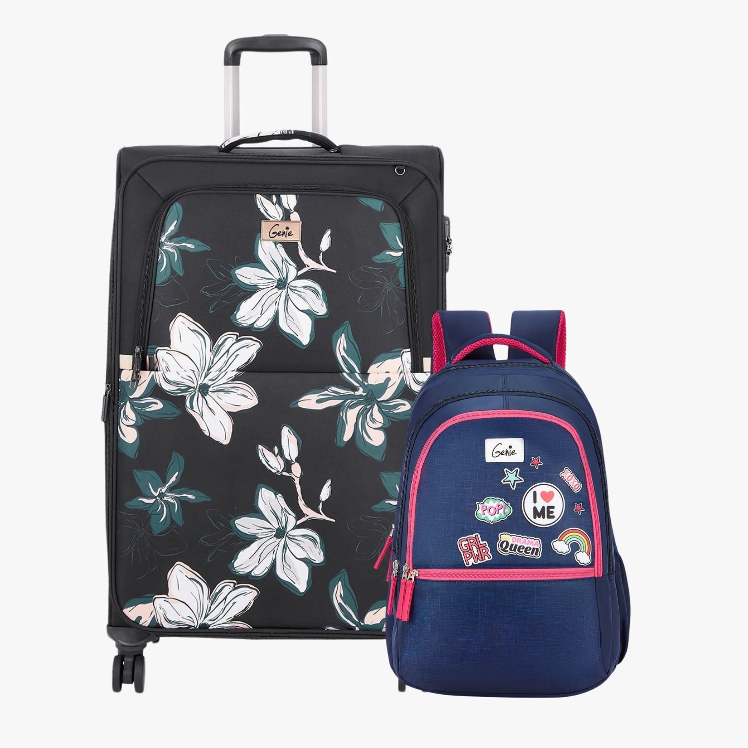 Genie Soft Trolley Bag and Laptop Backpack Combo
