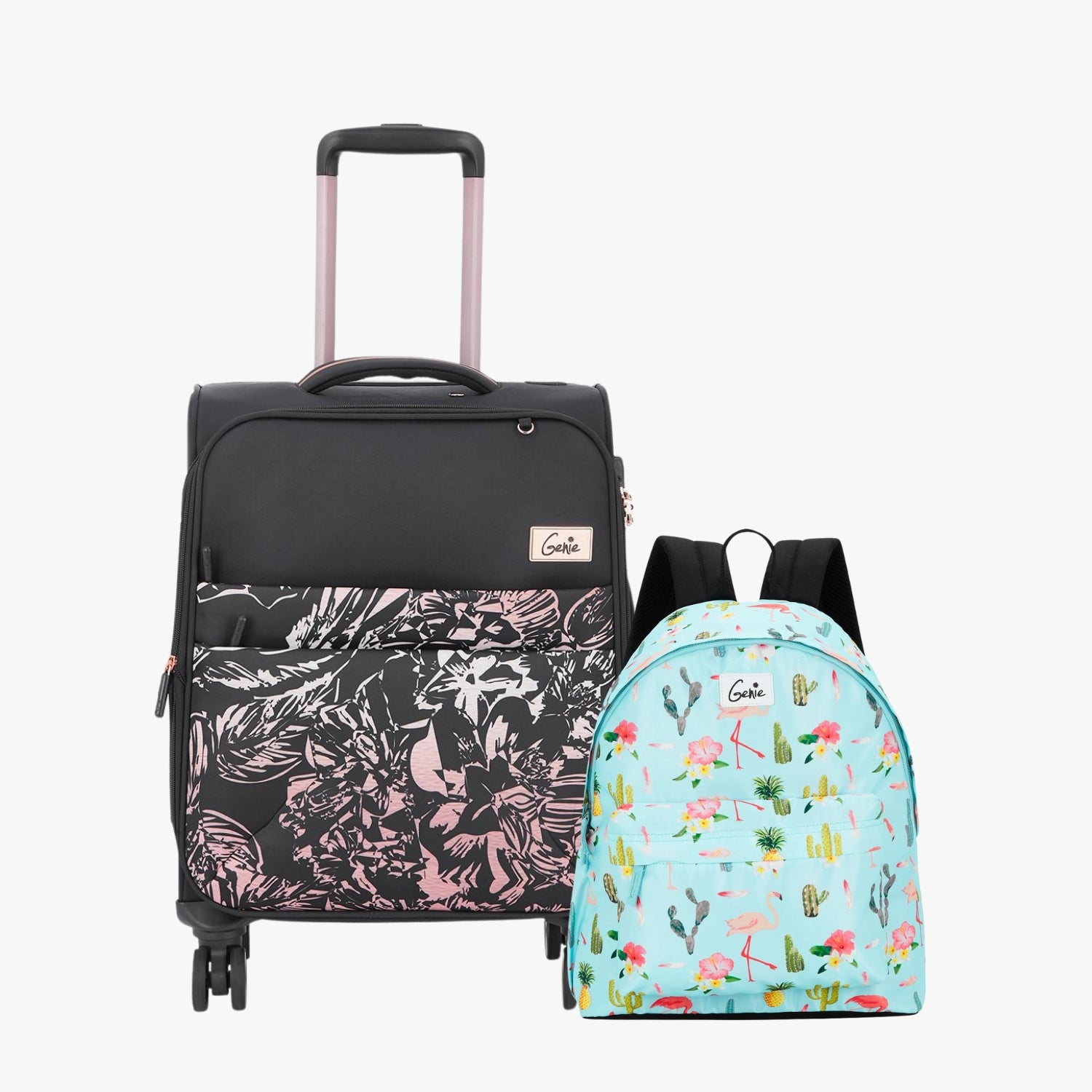 Genie Soft Trolley Bag and Casual Backpack Combo