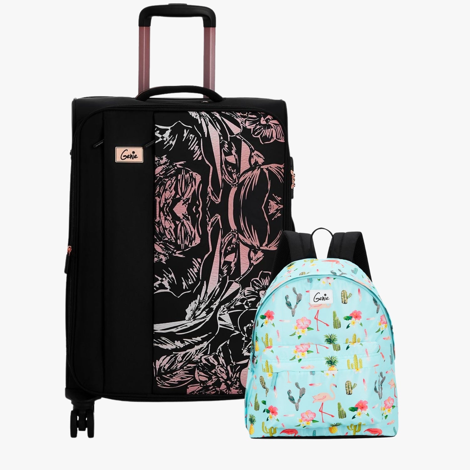 Genie Soft Trolley Bag and Casual Backpack Combo