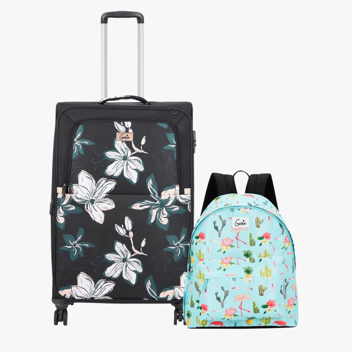 Genie Soft Trolley Bag and Casual Backpack Combo