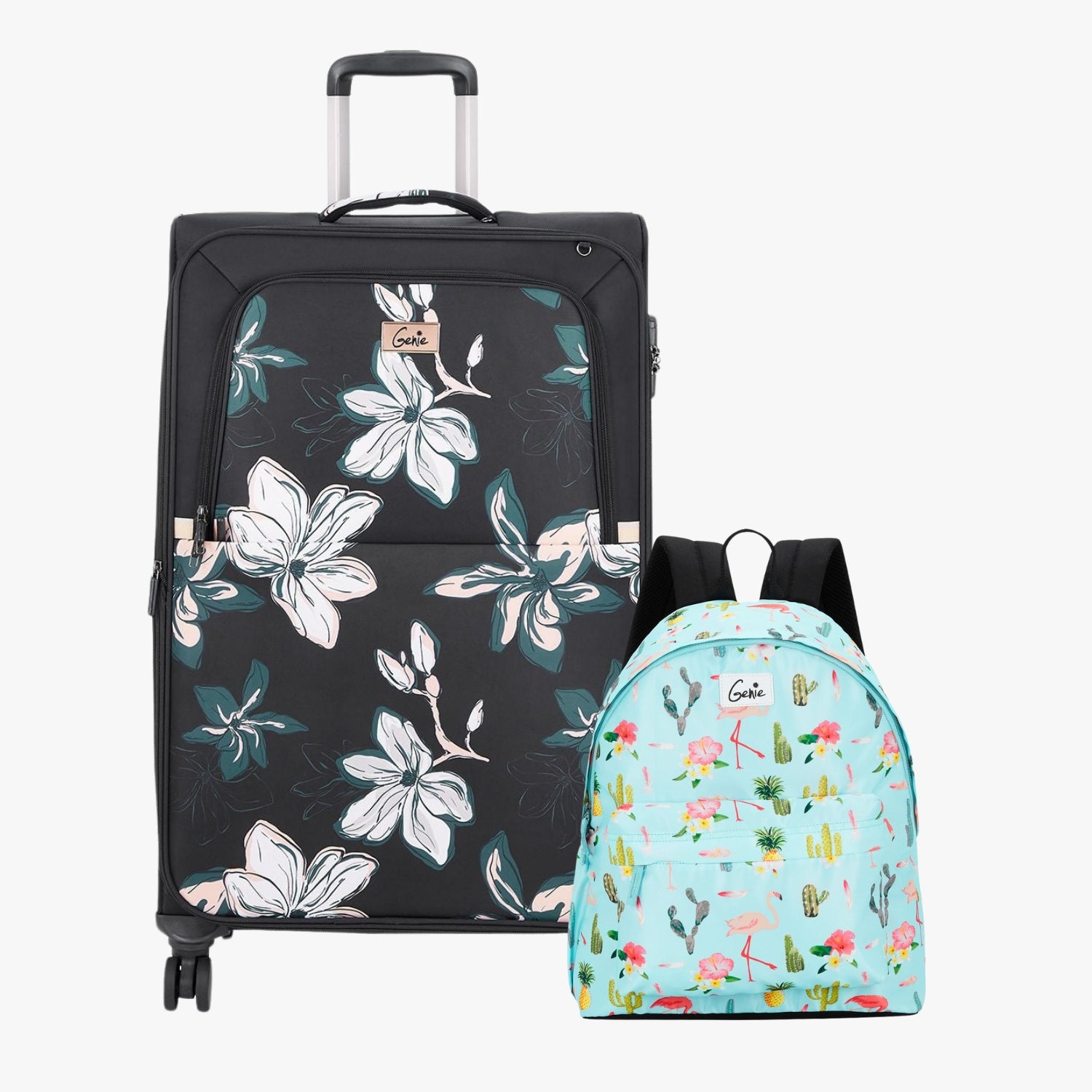 Genie Soft Trolley Bag and Casual Backpack Combo
