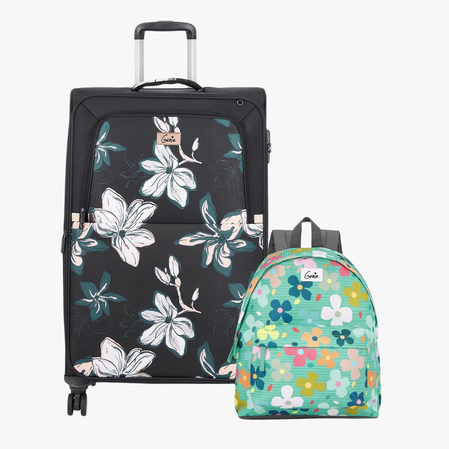 Genie Soft Trolley Bag and Casual Backpack Combo