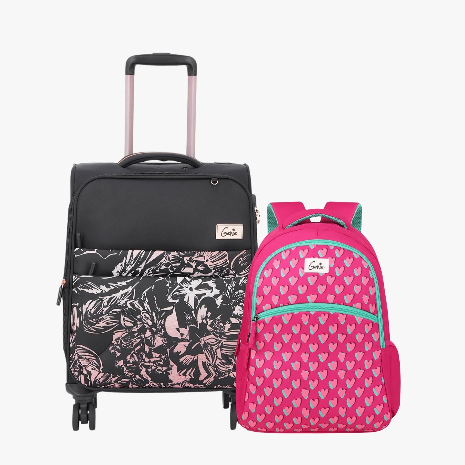 Genie Soft Trolley Bag and School Backpack Combo