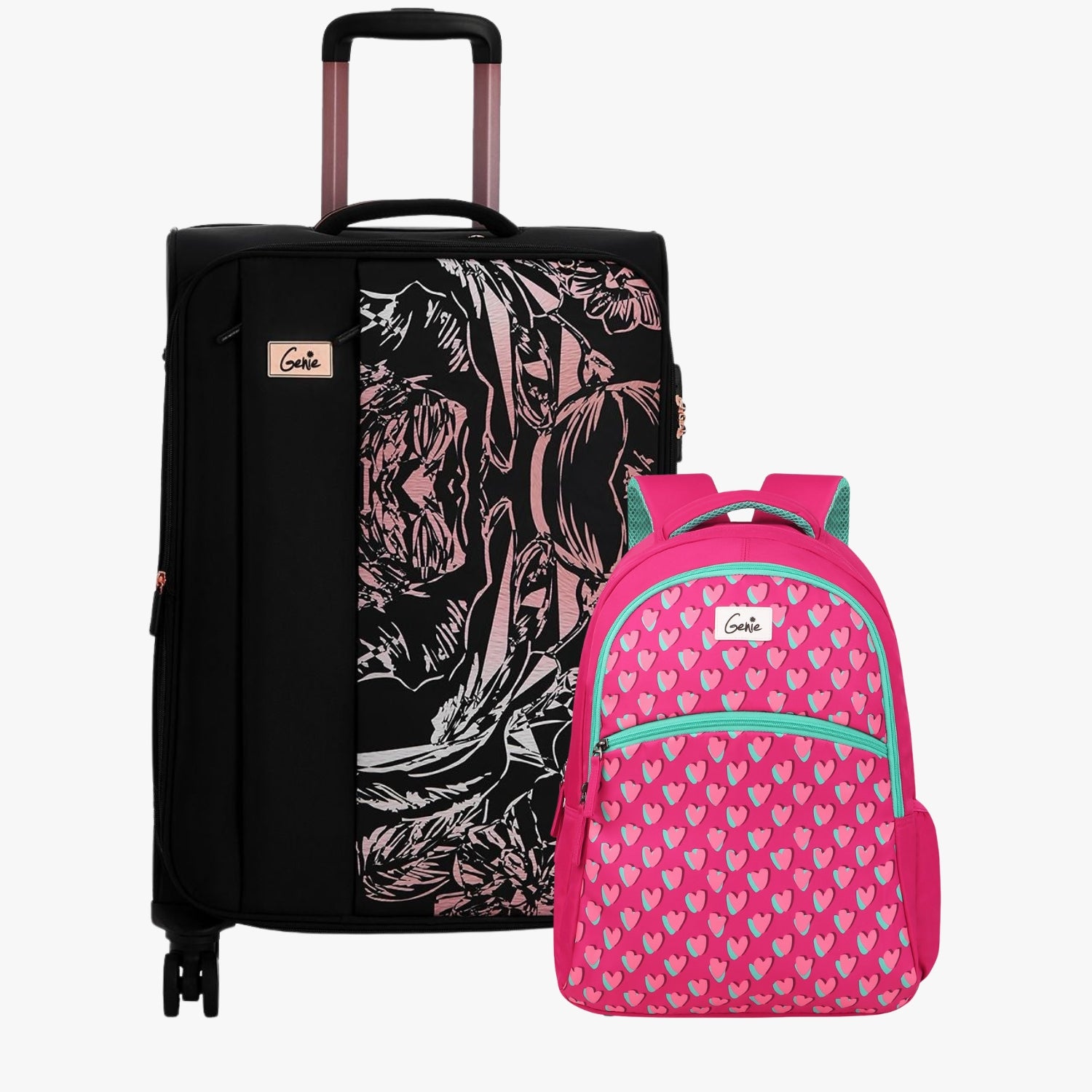 Genie Soft Trolley Bag and School Backpack Combo