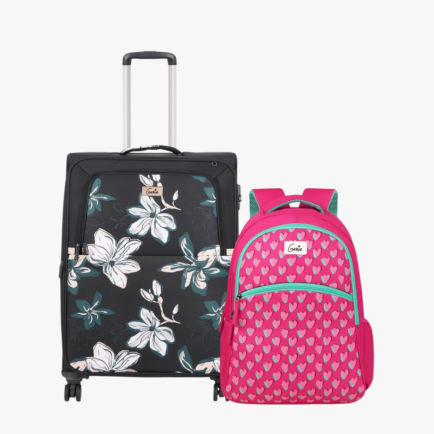 Genie Soft Trolley Bag and School Backpack Combo