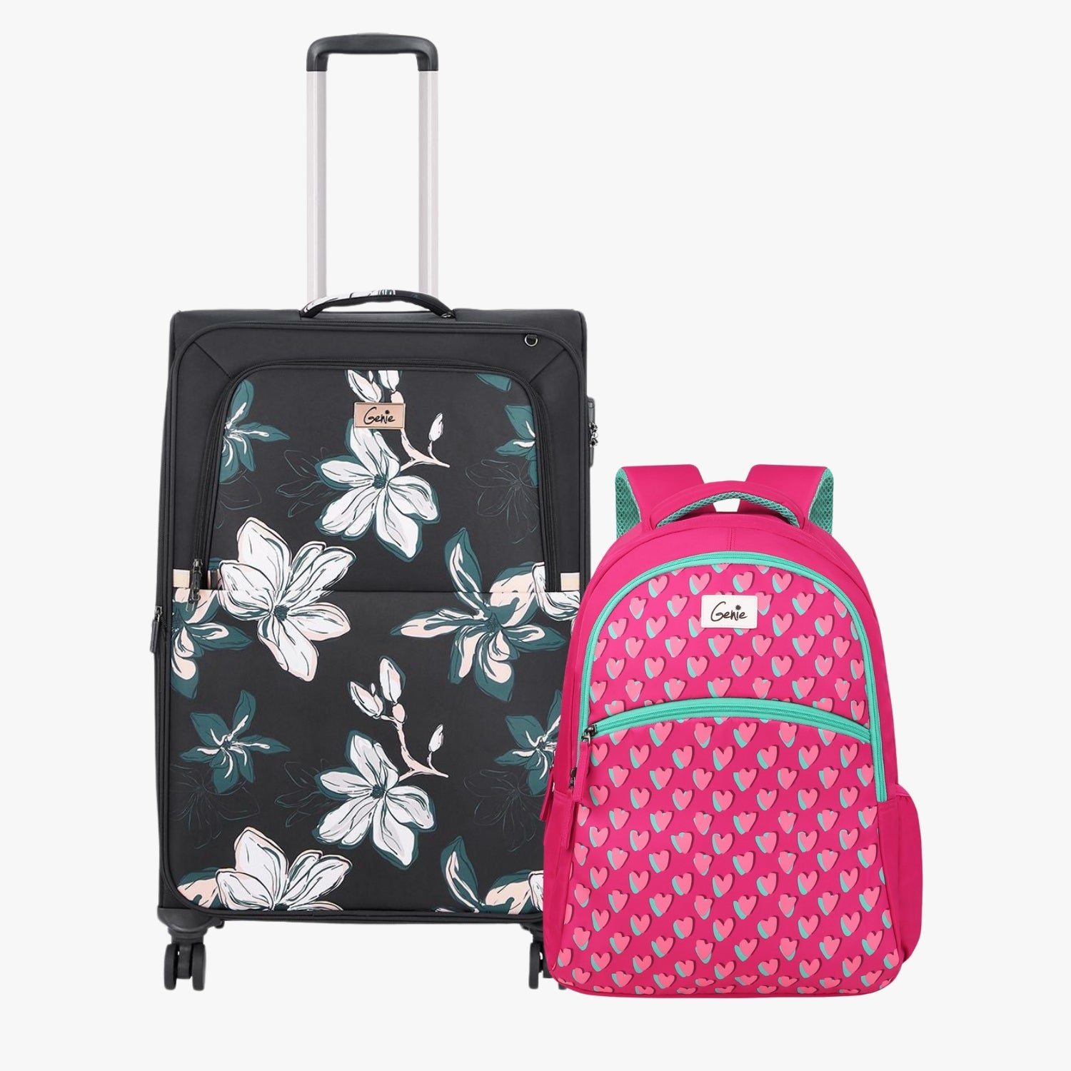 Genie Soft Trolley Bag and School Backpack Combo