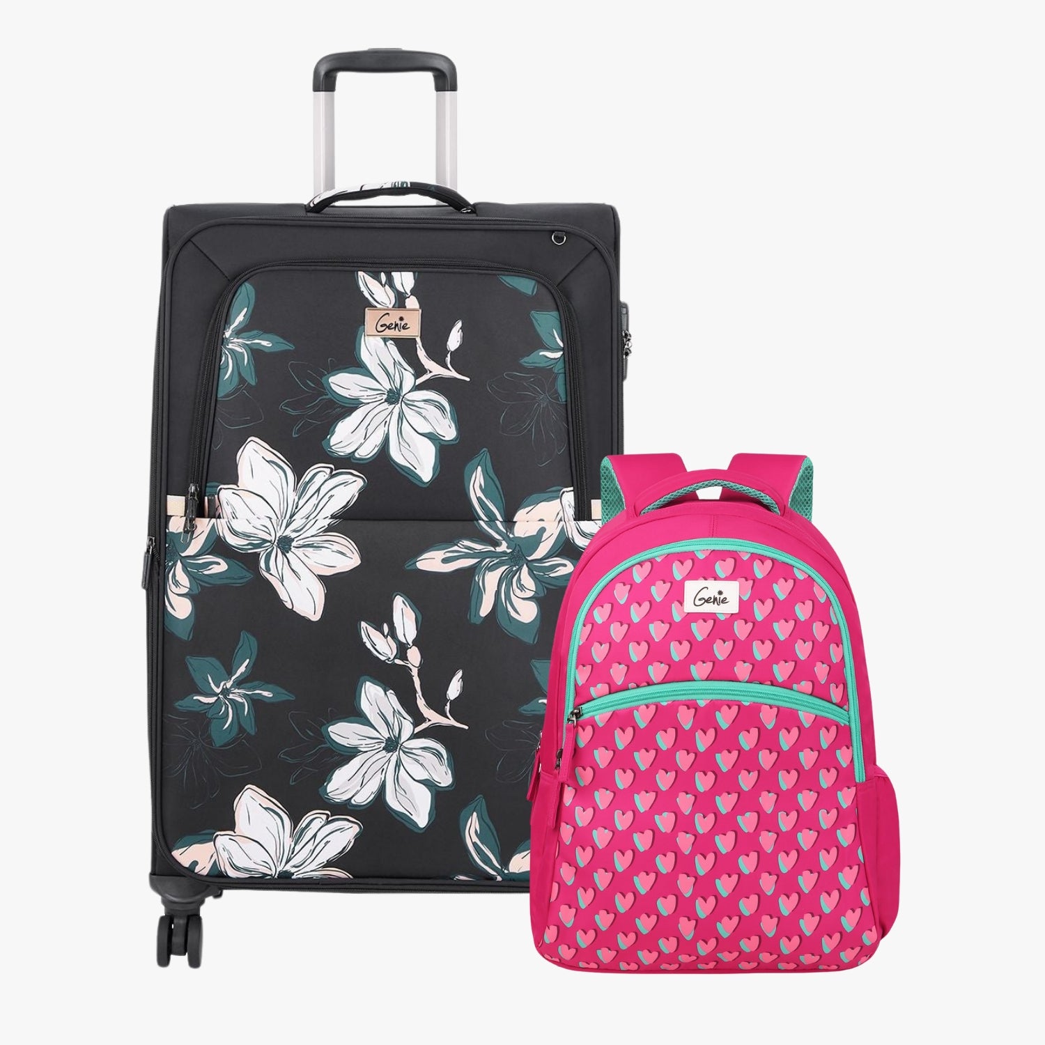 Genie Soft Trolley Bag and School Backpack Combo