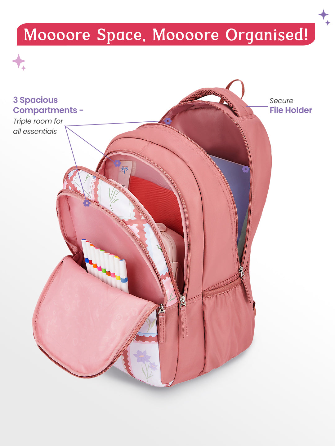 Liora 36L School Backpack - Rose