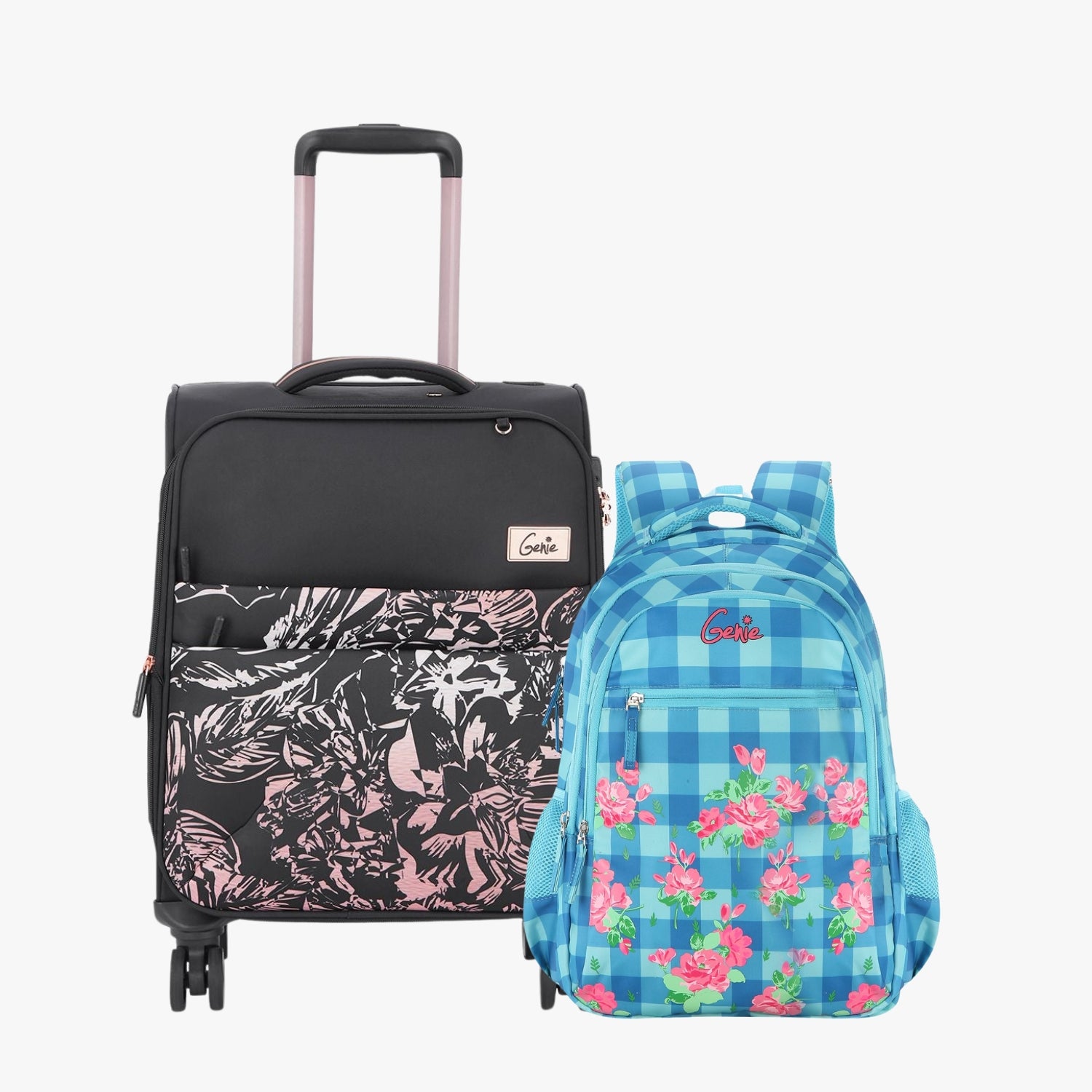 Genie Soft Trolley Bag and School Backpack Combo