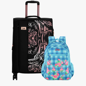 Genie Soft Trolley Bag and School Backpack Combo
