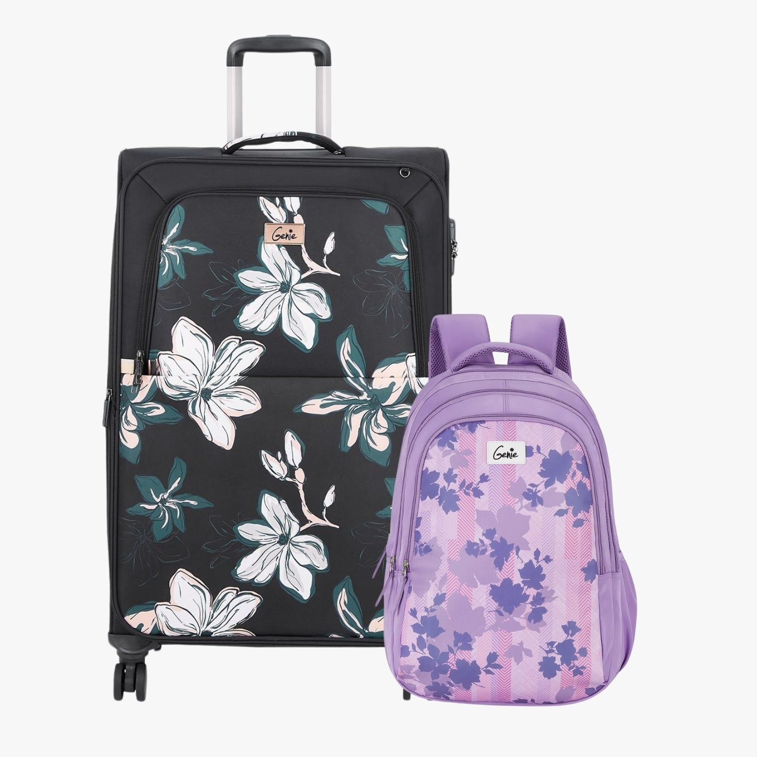 Genie Soft Trolley Bag and Laptop Backpack Combo