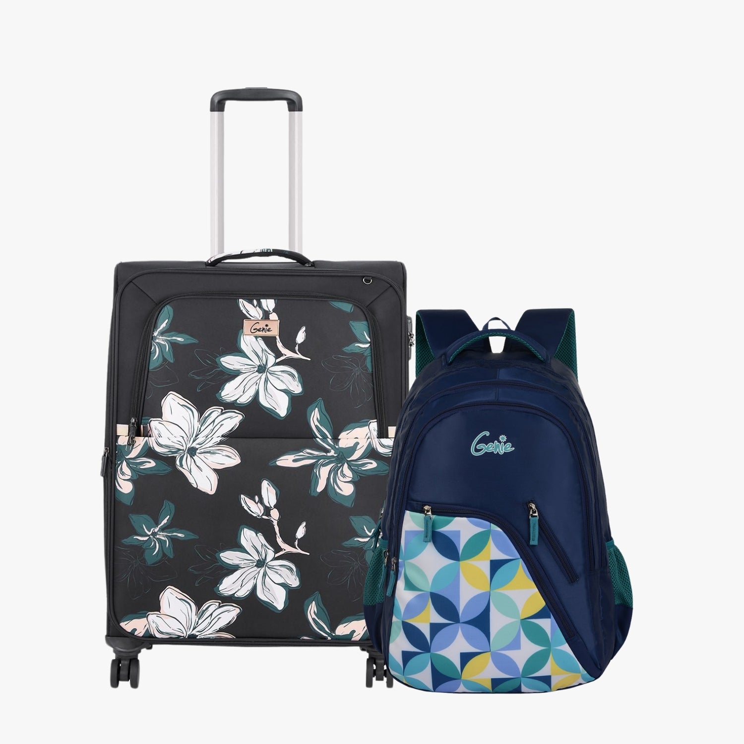 Genie Soft Trolley Bag and School Backpack Combo