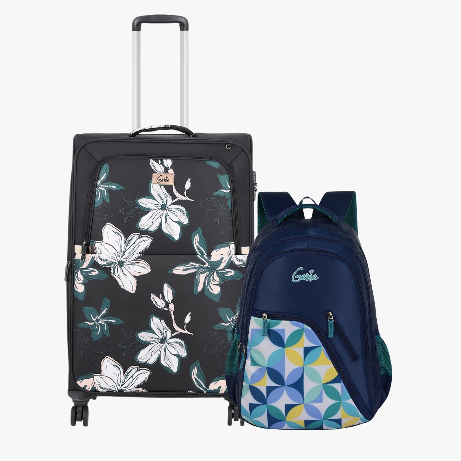 Genie Soft Trolley Bag and School Backpack Combo