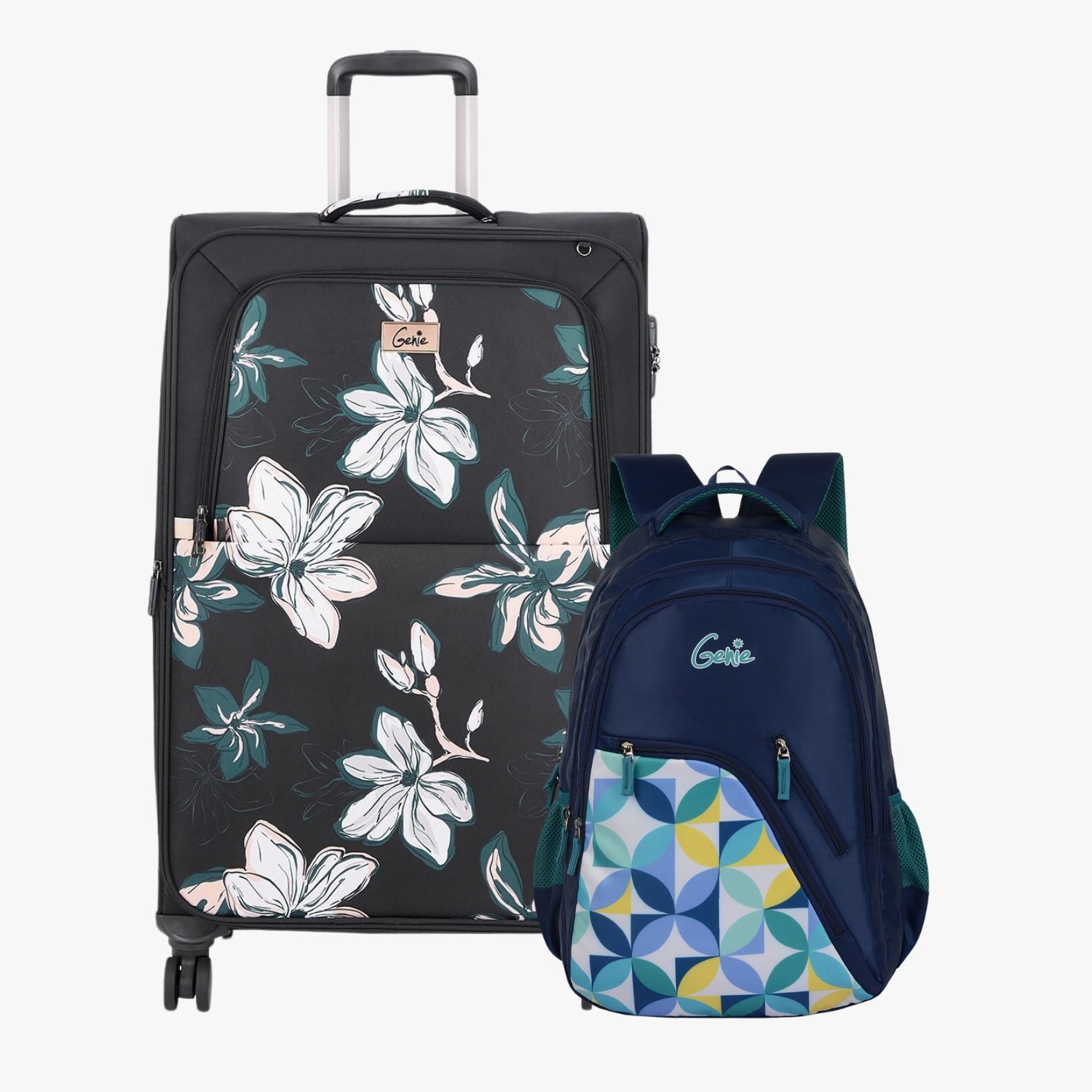 Genie Soft Trolley Bag and School Backpack Combo
