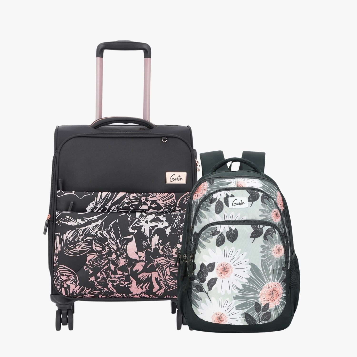 Genie Soft Trolley Bag and School Backpack Combo