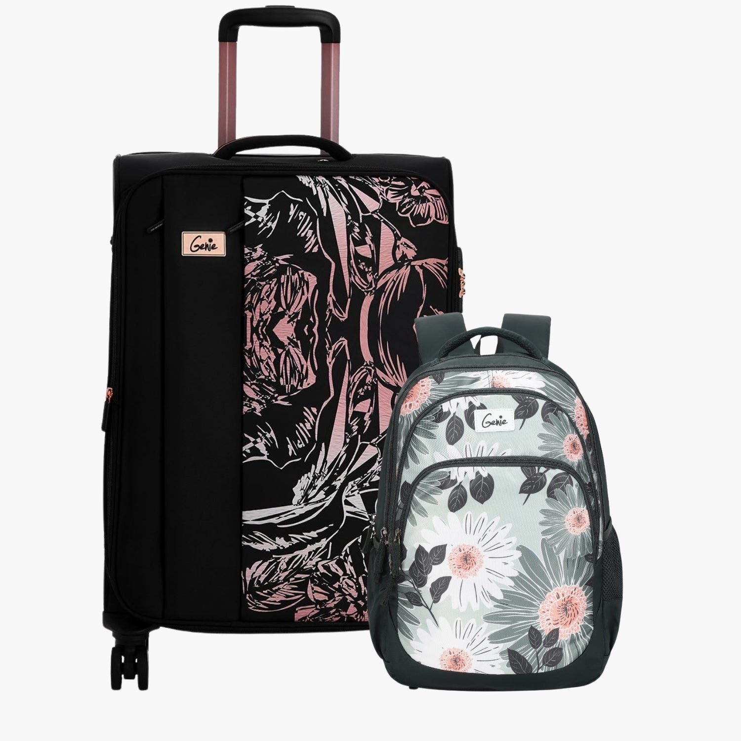 Genie Soft Trolley Bag and School Backpack Combo