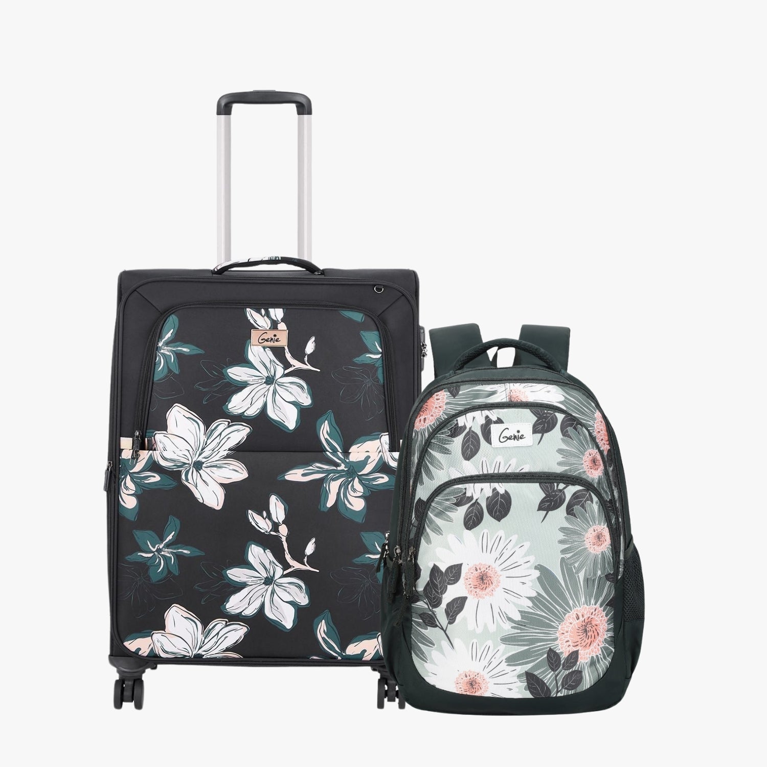 Genie Soft Trolley Bag and School Backpack Combo
