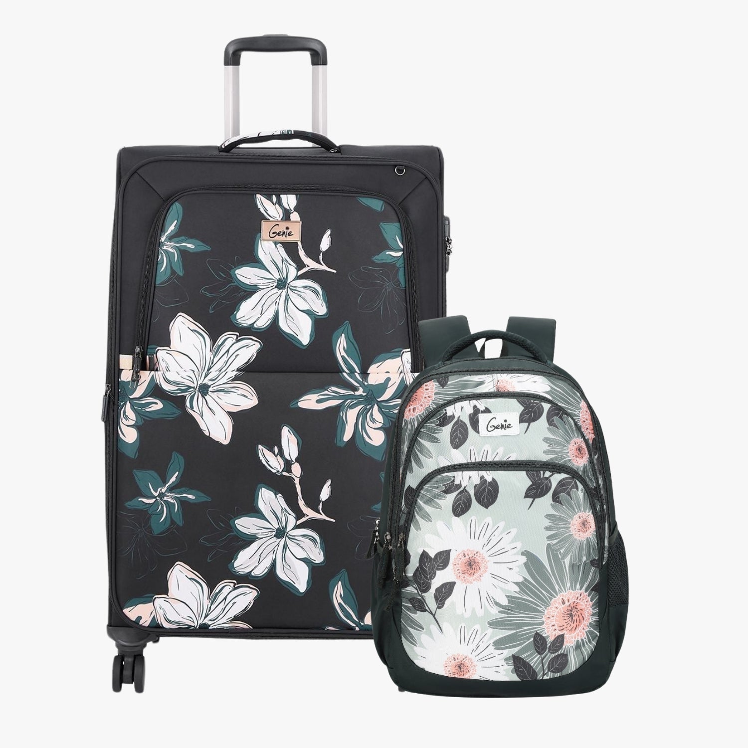 Genie Soft Trolley Bag and School Backpack Combo