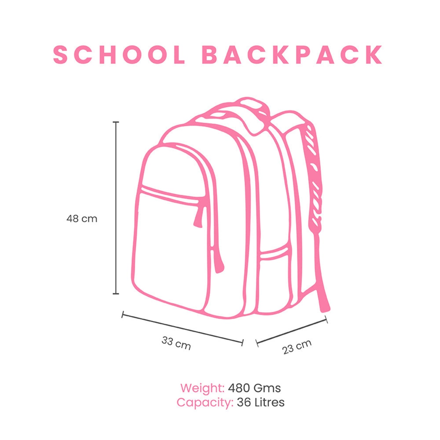 Genie Zinnia 36L Pink School Backpack With Premium Fabric