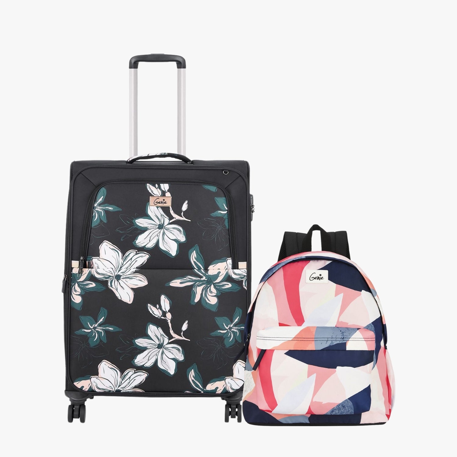 Genie Soft Trolley Bag and Casual Backpack Combo