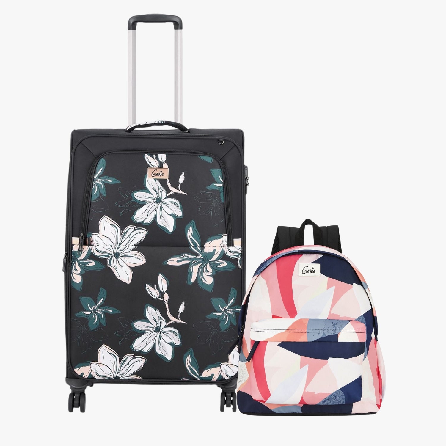 Genie Soft Trolley Bag and Casual Backpack Combo