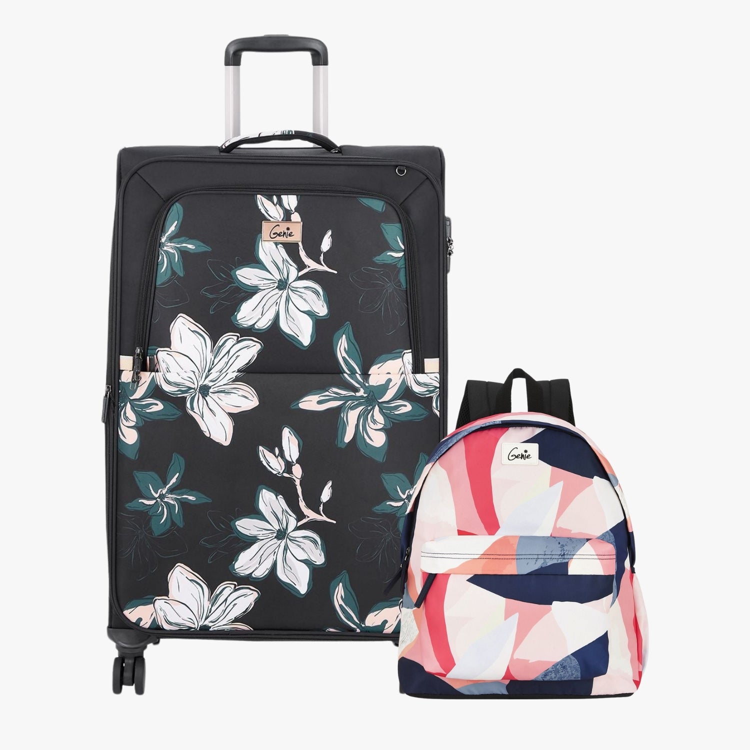 Genie Soft Trolley Bag and Casual Backpack Combo