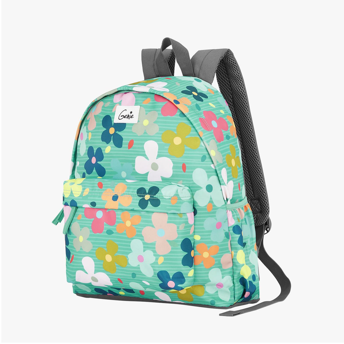 Genie Flower Power 18L Green Casual Backpack With Easy Access Pockets