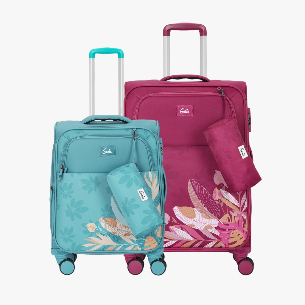 Genie Bloom Set of 2 Small & MediumTrolley Bags With Dual Wheels