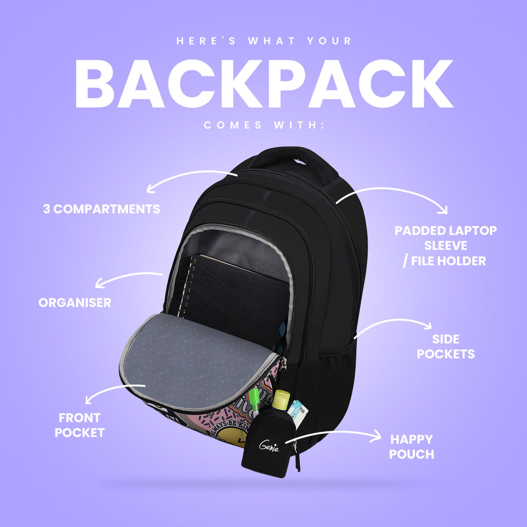 open backpack with organizational compartments
