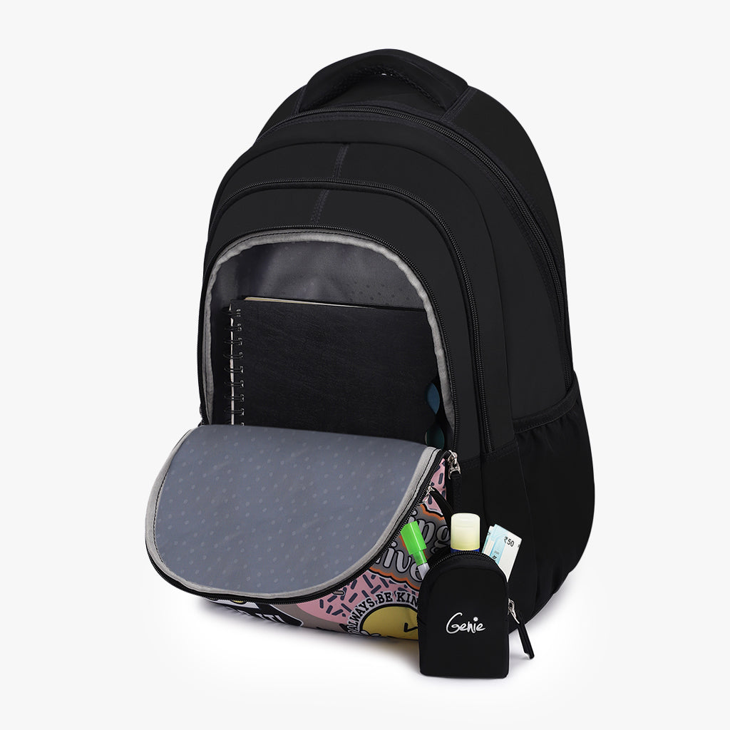 backpack interior with notebook and accessories pouch
