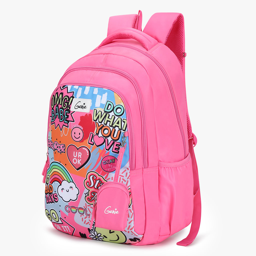 Genie Cool 36L Pink School Backpack With Premium Fabric