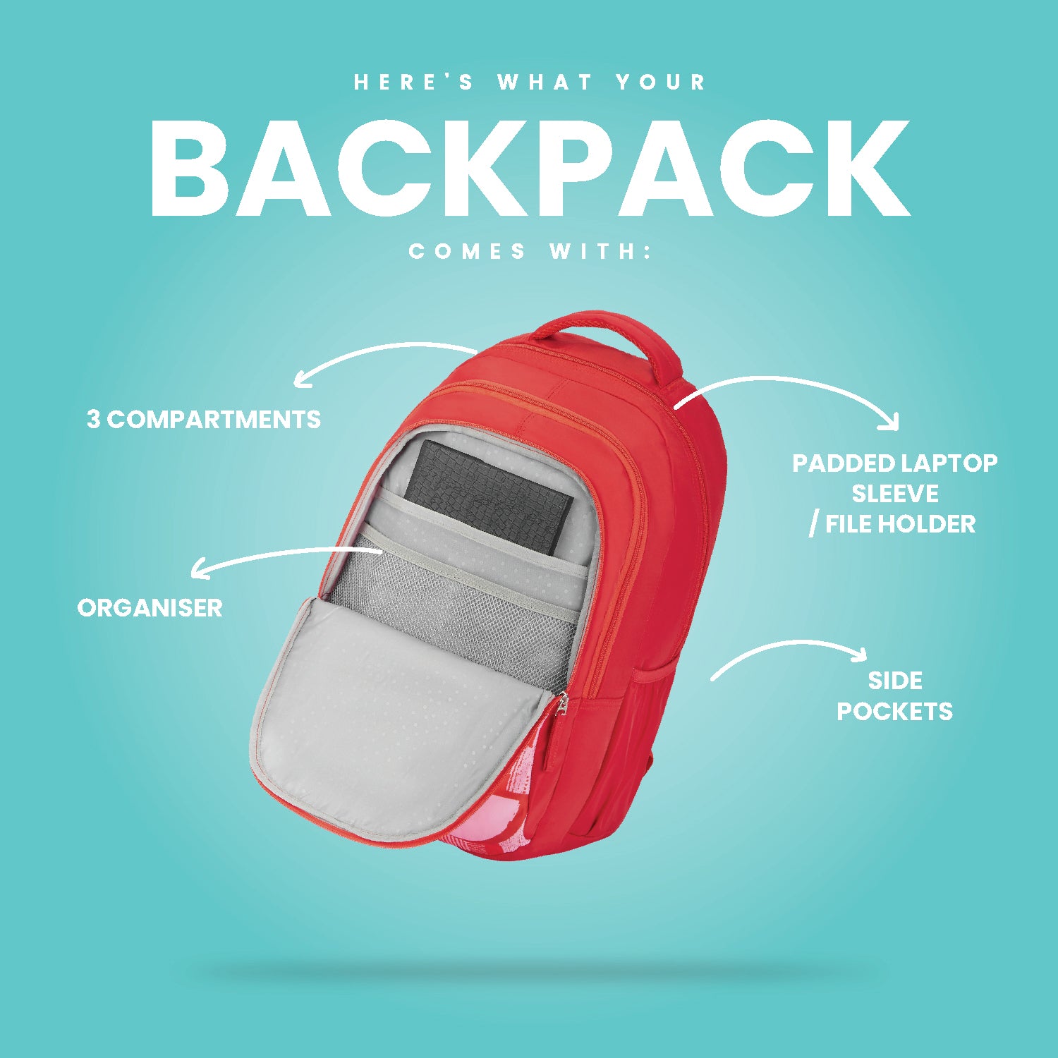 Genie Cherish 36L Red Laptop Backpack