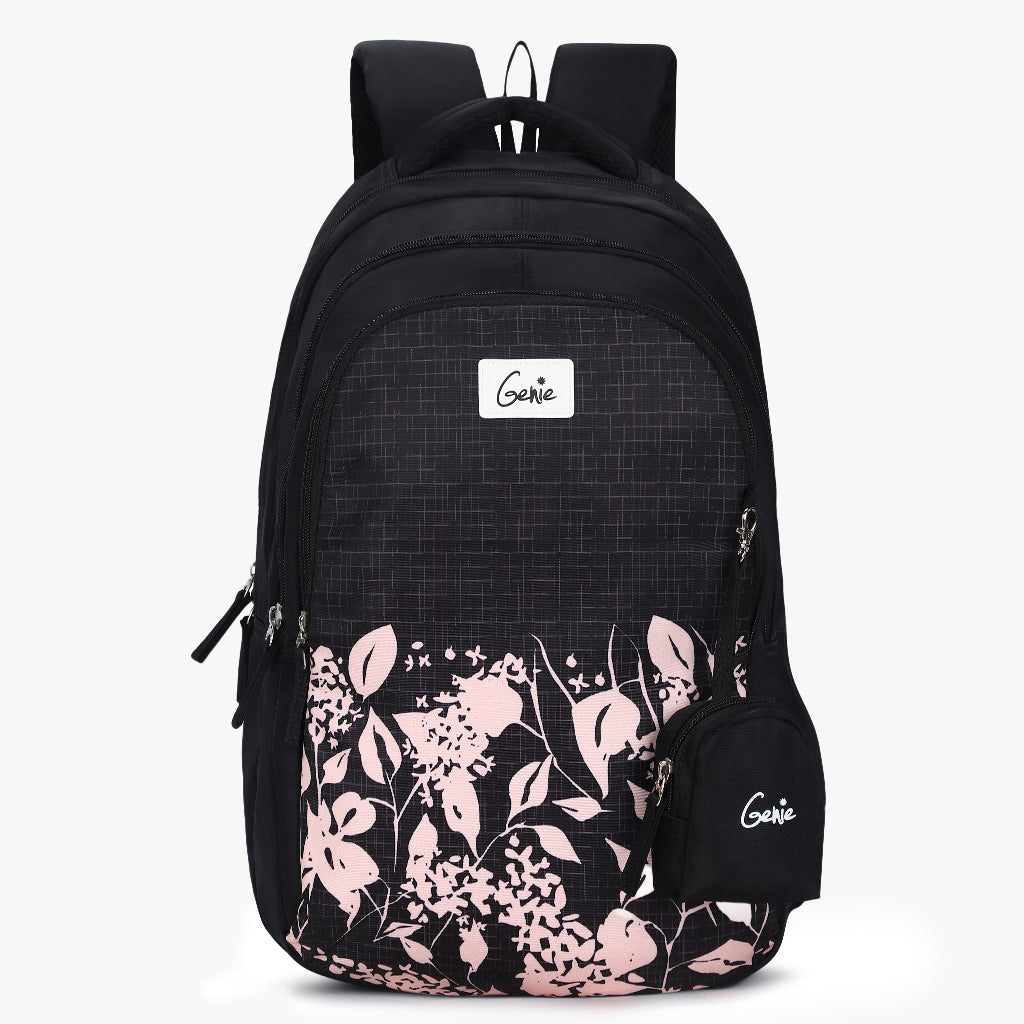 Genie Elena 36L Black School Backpack With Premium Fabric