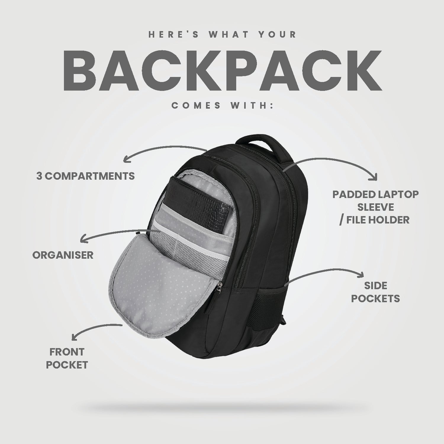 Genie Emma 36L Black Laptop Backpack