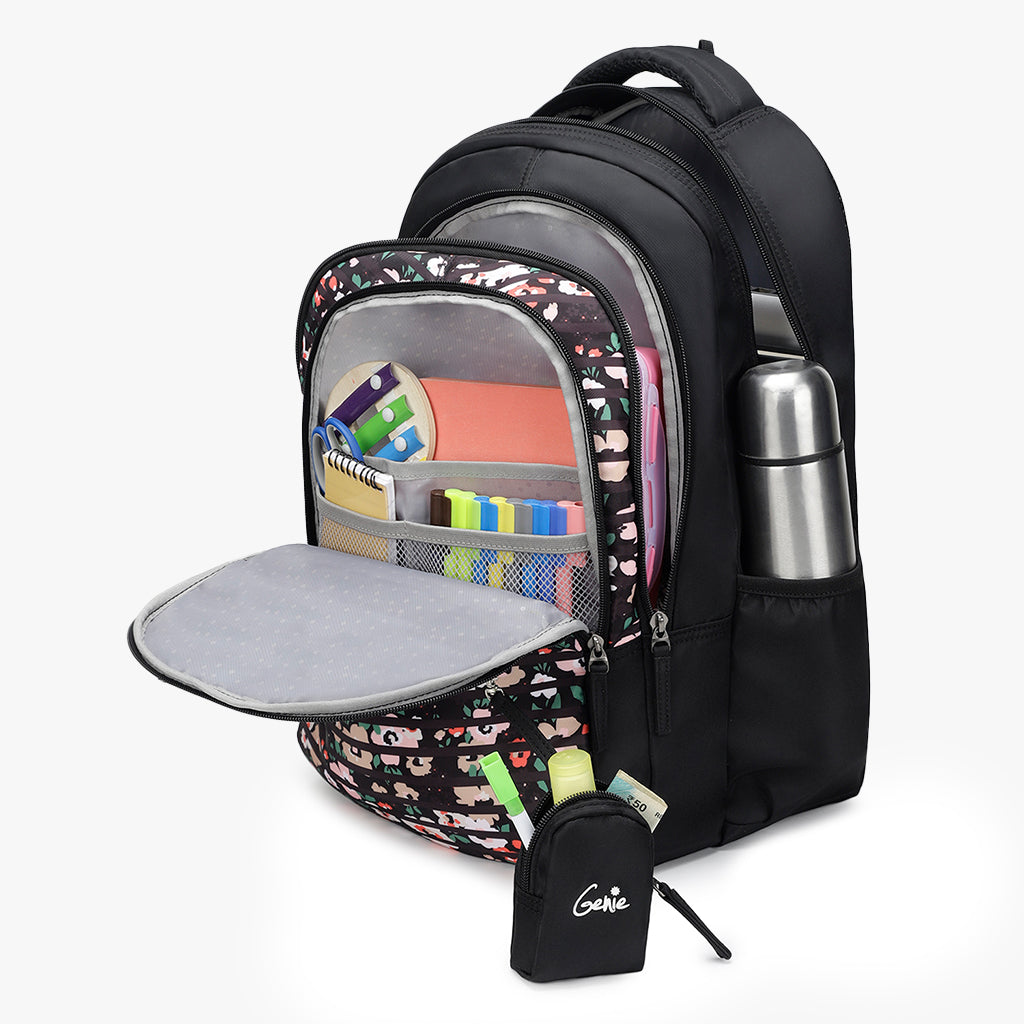 Genie Erin 36L Black Laptop Backpack With Laptop Sleeve