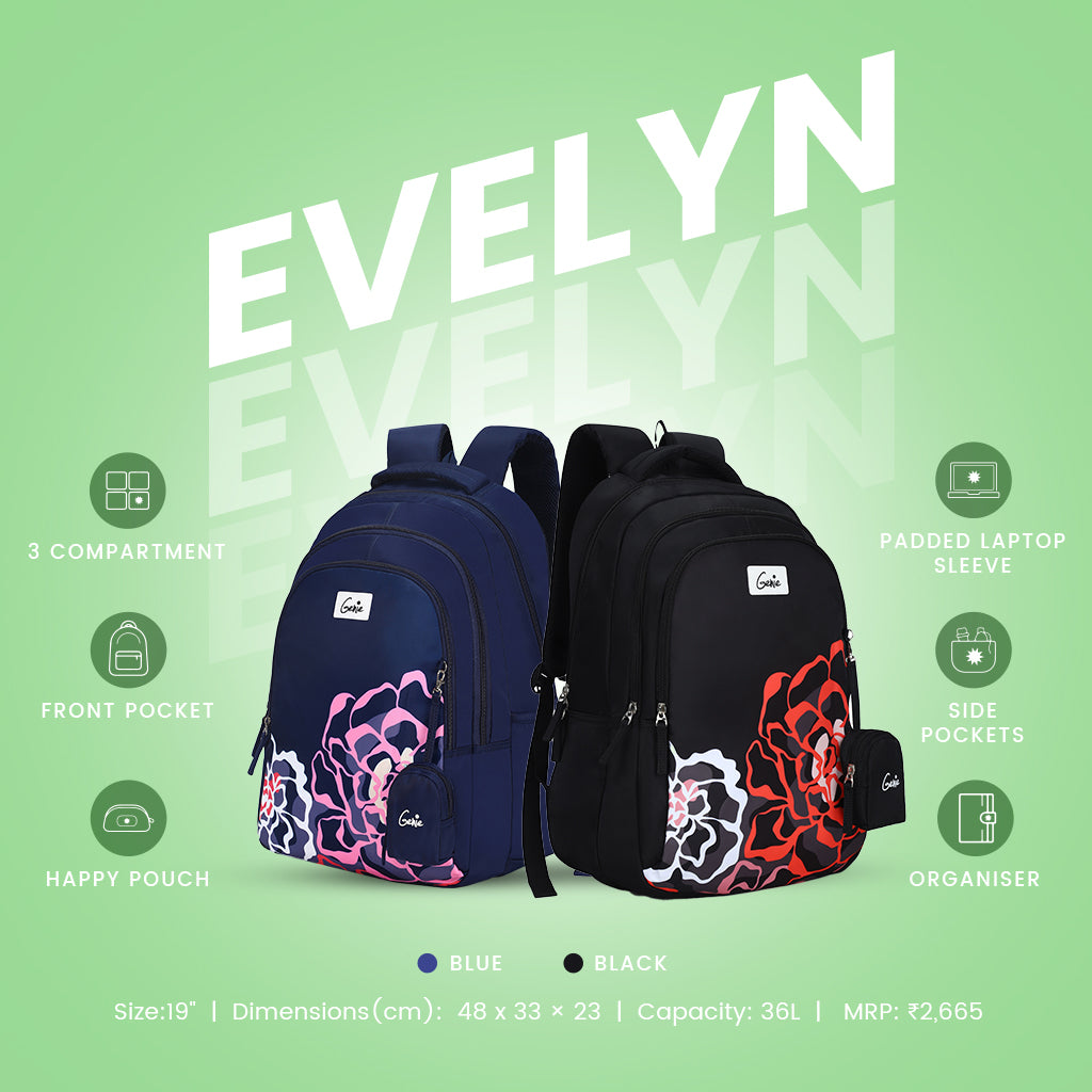 Genie Evelyn 19 Inch 36L Blue School Backpack