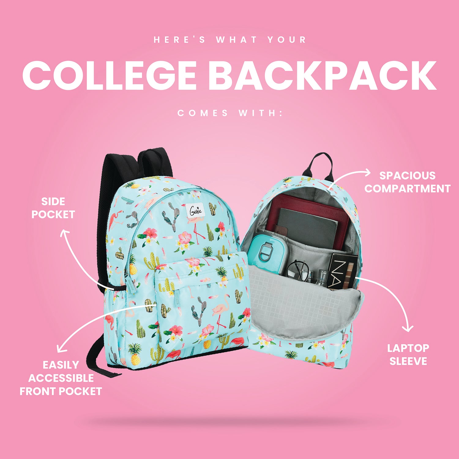 Genie Flamenco 18L Sky Blue Casual Backpack