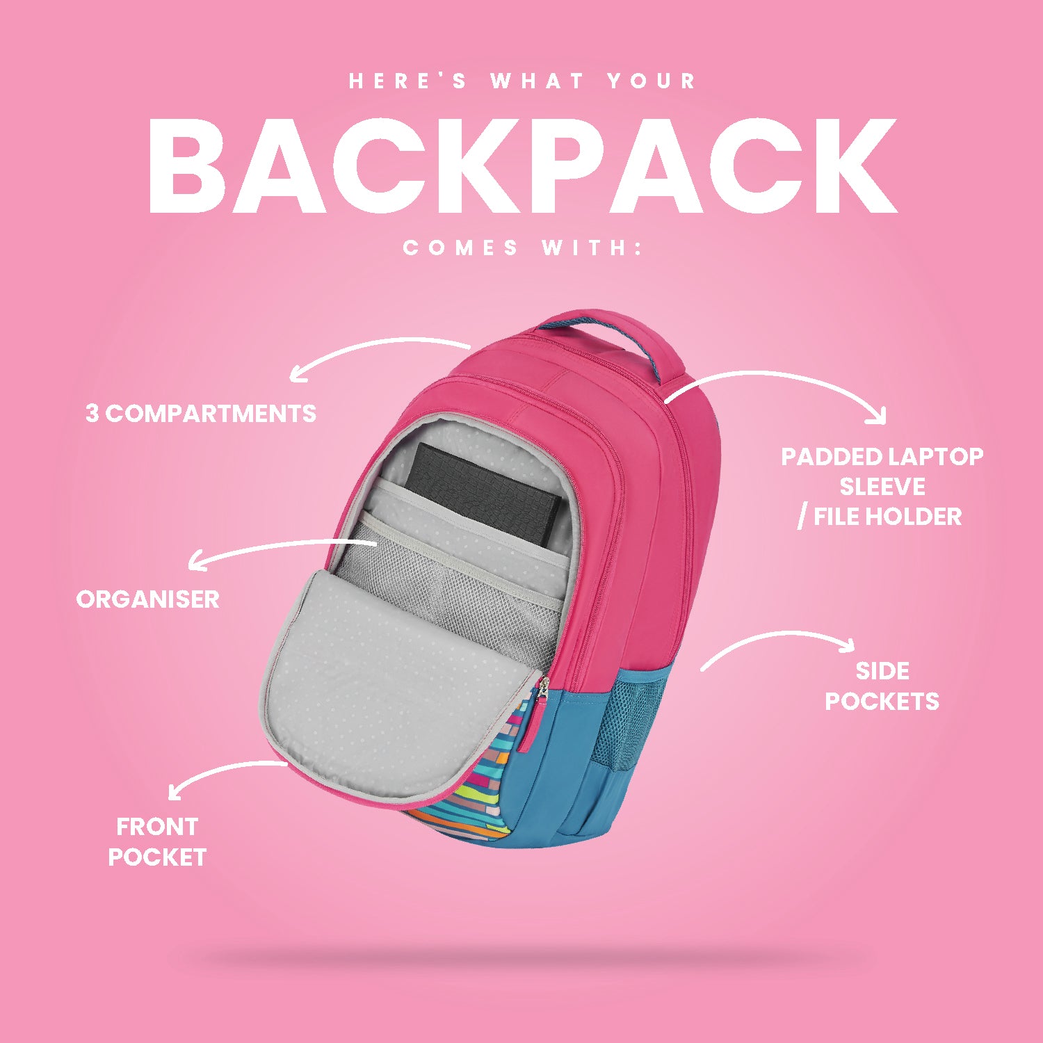 Genie Fringe 36L Pink Laptop Backpack