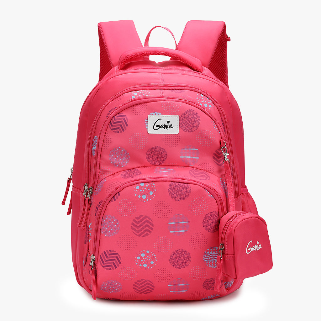 Genie Polkapolka 27L Pink Juniors Backpack With Spacious Compartment