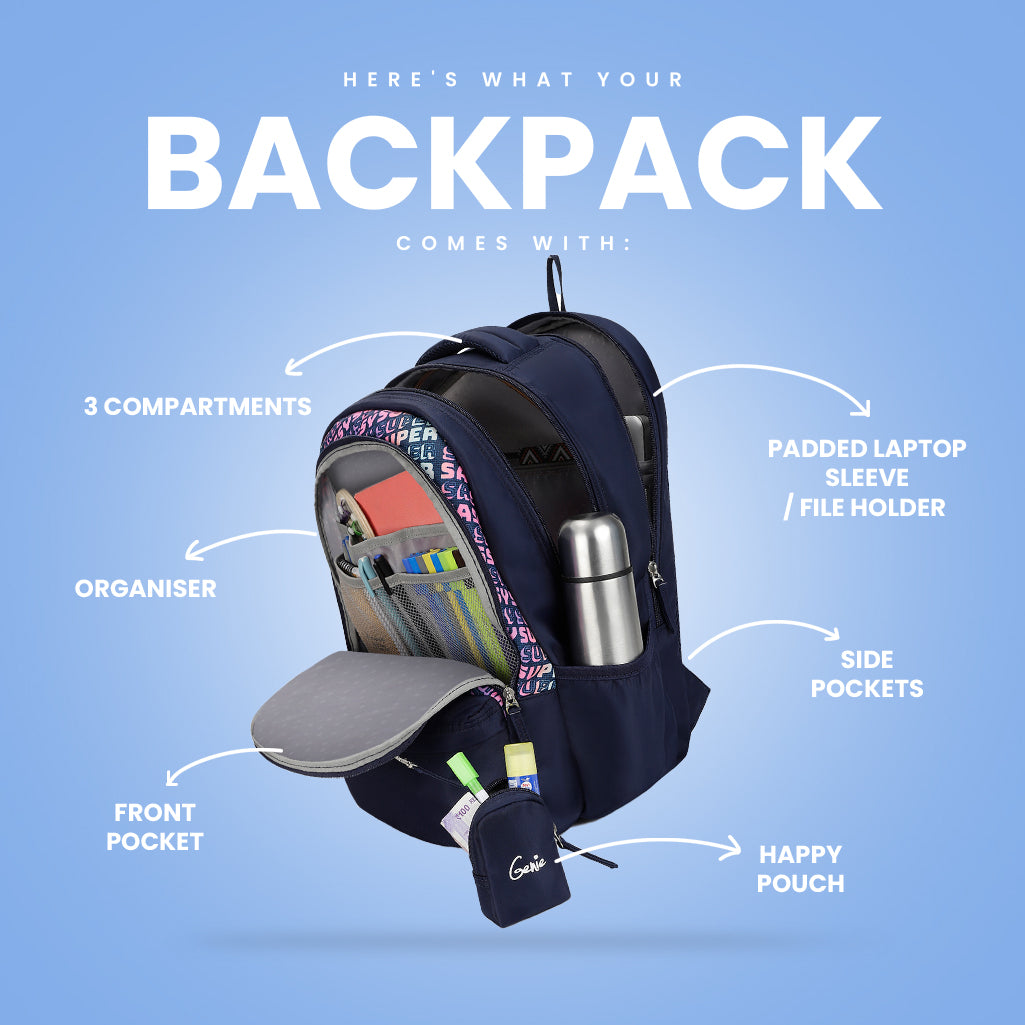 Sass Laptop and Raincover Backpack - Navy